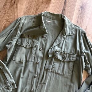 Olive Green Military Button Front Chase Shirt